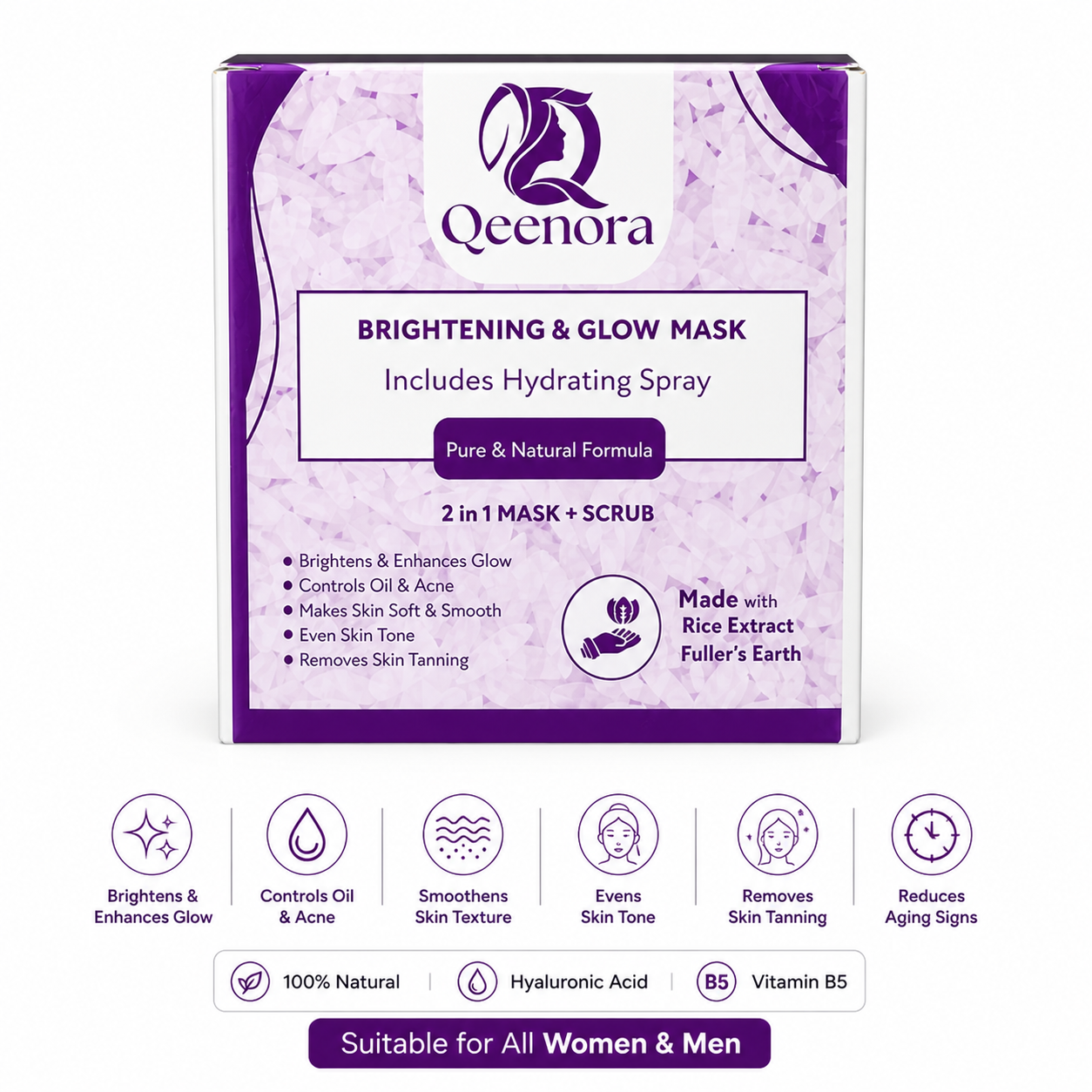 Qeenora Clear Glow Duo Mask + Mist for Acne-Free, Radiant Skin